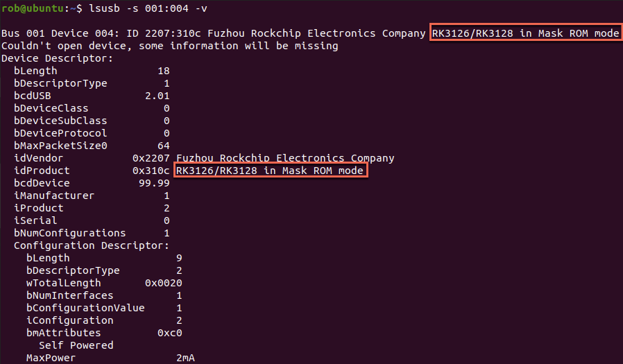 Detected RockUSB Device