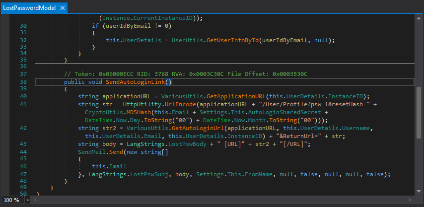 SendAutoLoginLink function