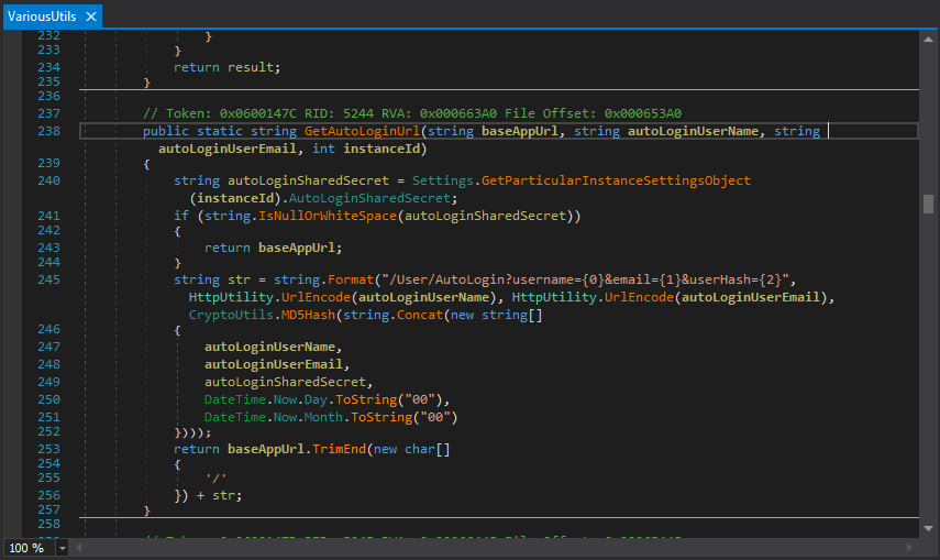 GetAutoLoginUrl function