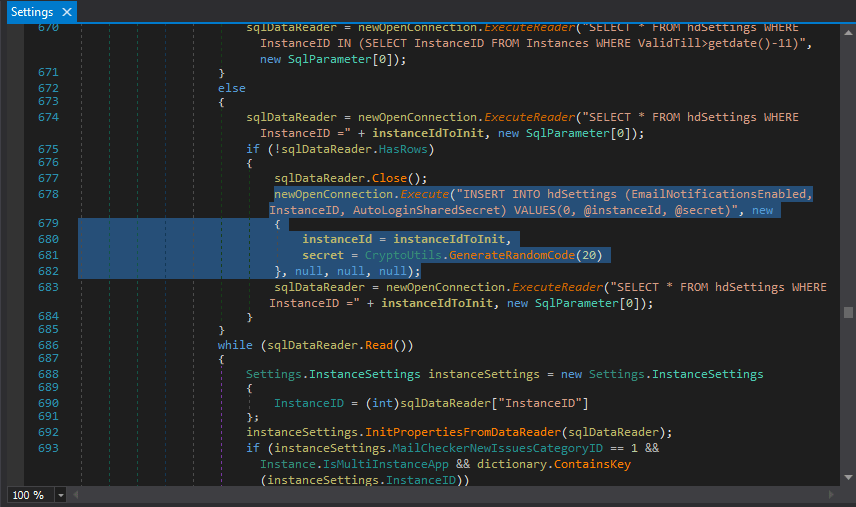 InitInstanceSettings function