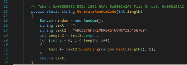 GenerateRandomCode function